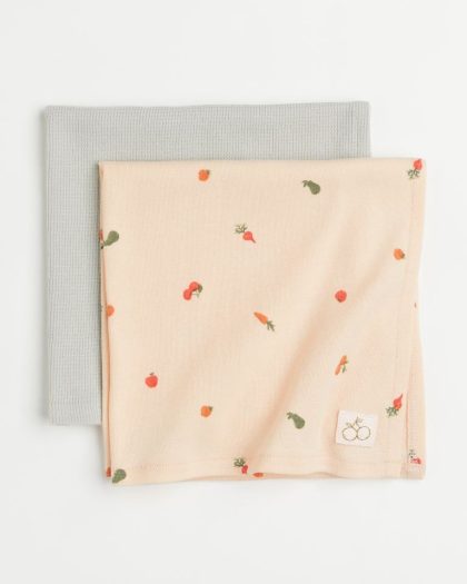 Set of 2 baby blankets made of cotton